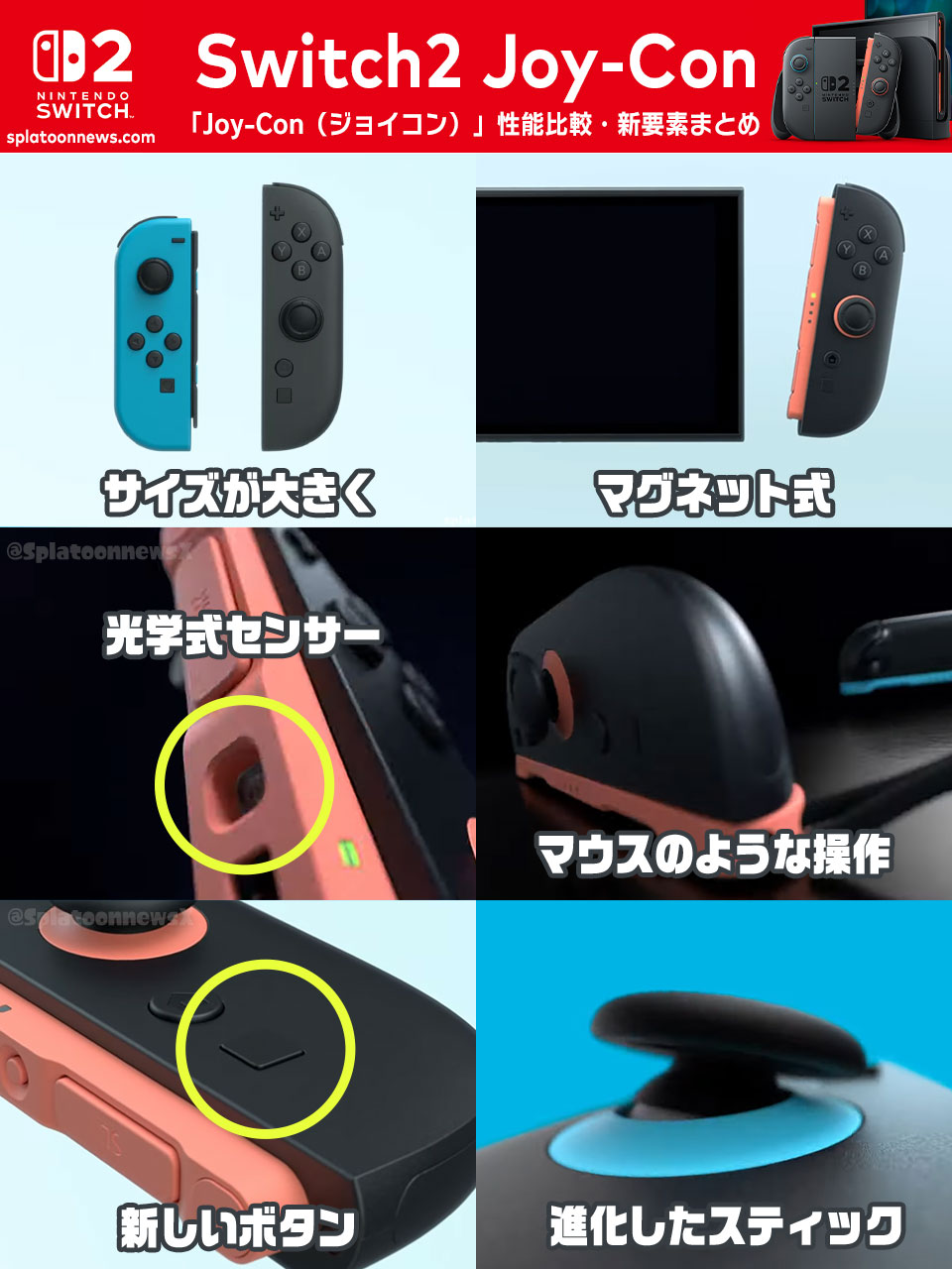 Nintendo Switch2「Joy-Con（ジョイコン）」性能比較・新要素まとめ